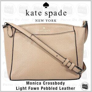 Kate Spade Monica Small Crossbody Purse Light Fawn Pebbled Leather
